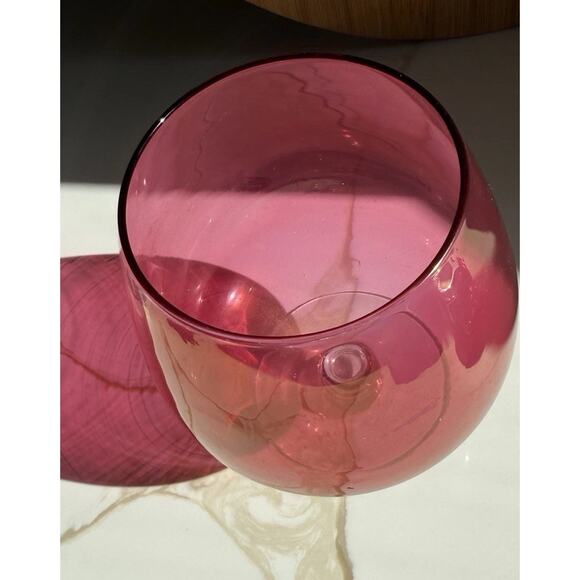 Mid Century Vintage Hand Blown Glass Ruby Red Brandy Snifter Balloon Vase 6 “ - Picture 3 of 4